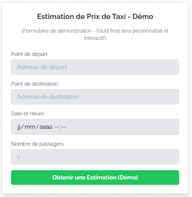Formulaire d'estimation de prix
