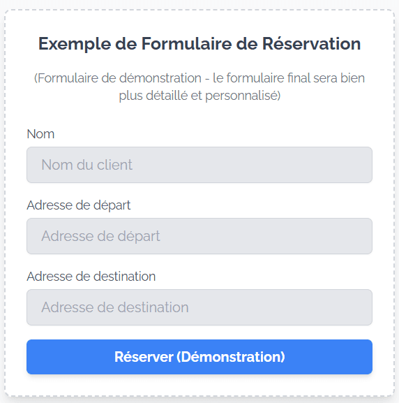Formulaire de réservation taxi